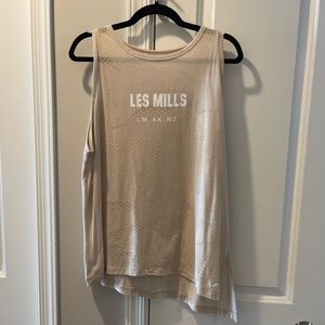 Reebok Les Mills Large l Asymmetrical Women’s Tank Top Cream